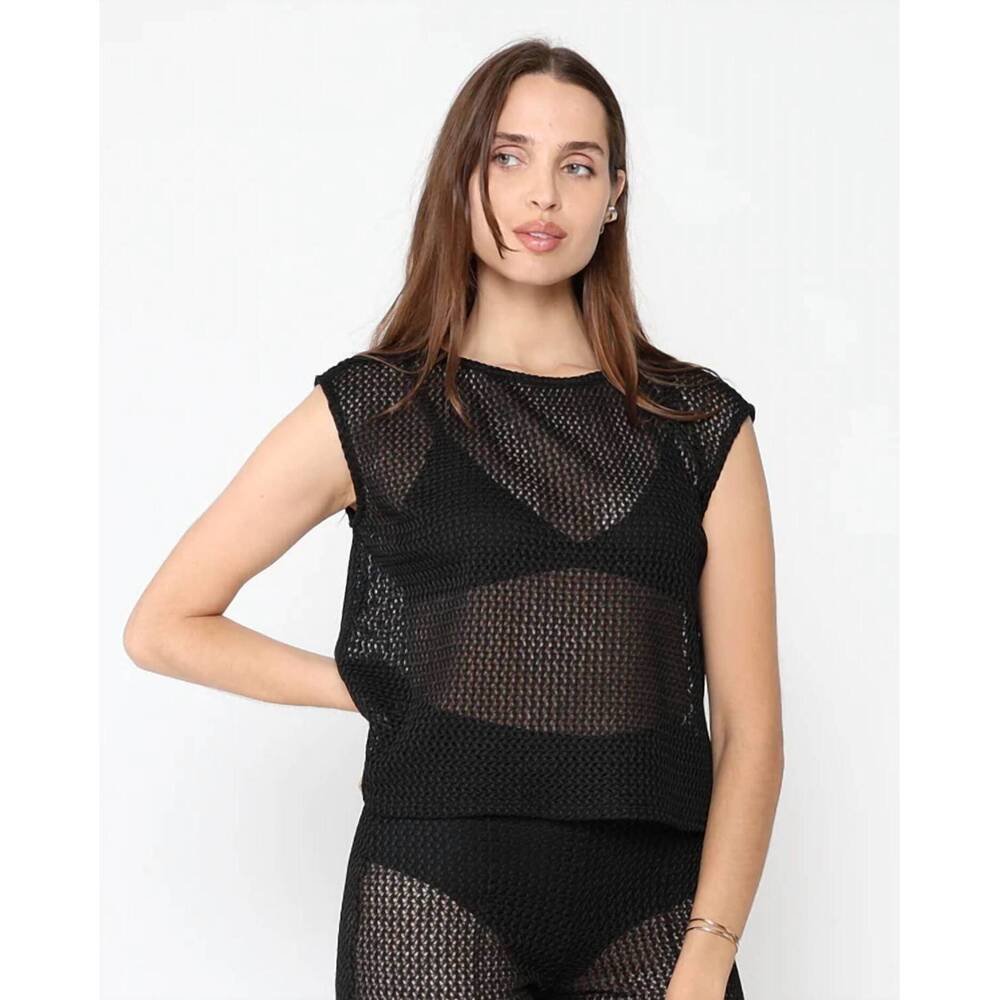 NEW RIPLEY RADER fishnet lounge tank in black
